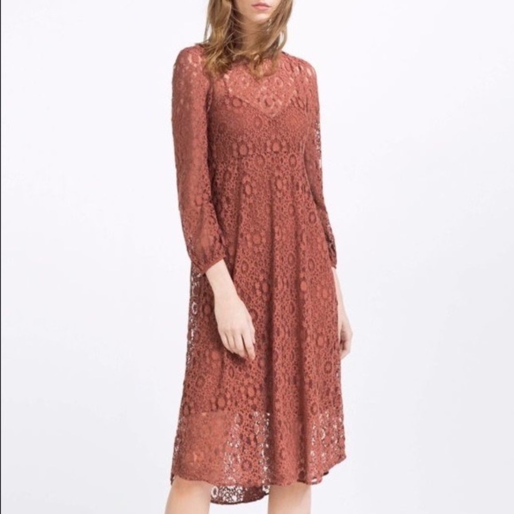 Zara Dusty Pink Lace Dress